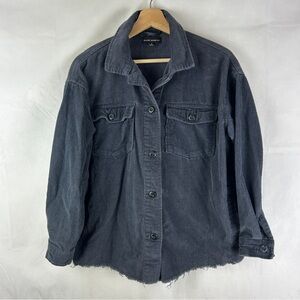 SILVER JEANS Oversized Corduroy Shacket Size Small‎ Navy Frayed Hem